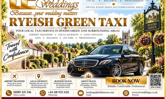 Ryeish Green taxi for local and wedding transport