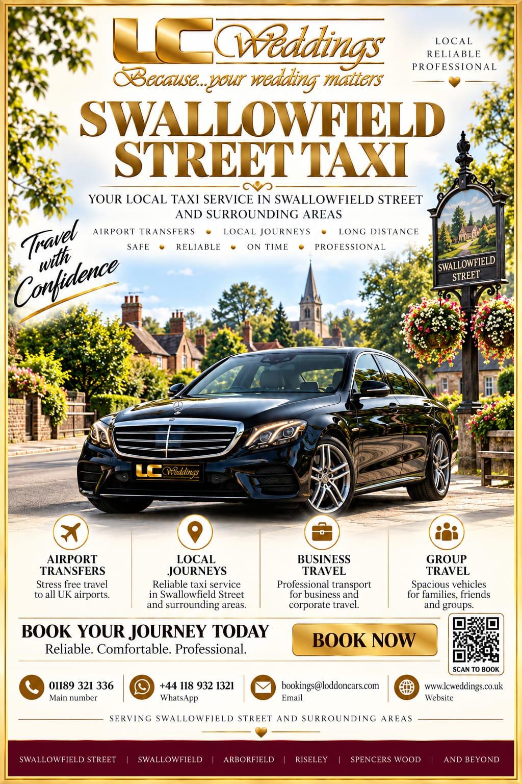 Swallowfield Street taxi for local and wedding transport